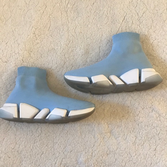 Balenciaga | Light Blue and White Speed Knit Sock Trainer Sneakers Size 8 - Picture 2 of 14